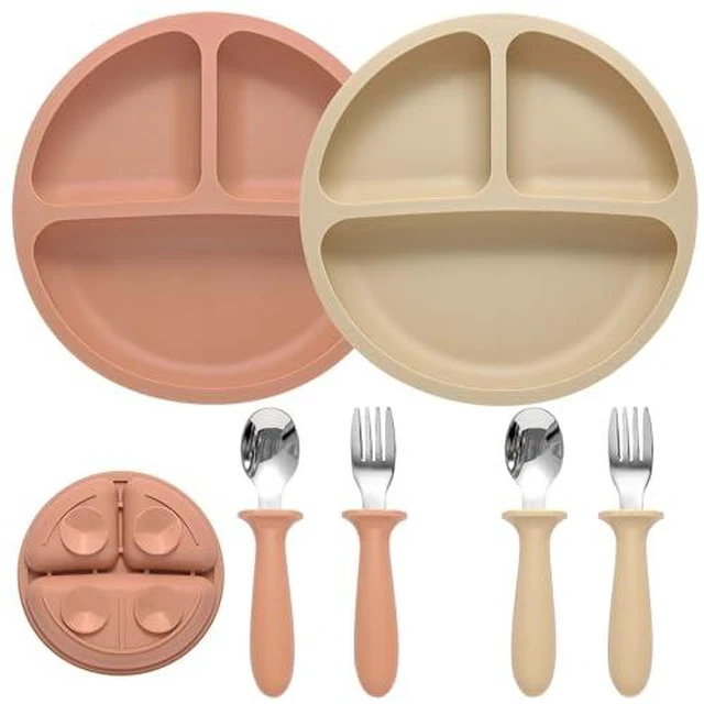 Alt view image 5 of 6 - 2 Pack Silicone Suction Plates for Baby, Spoons and Forks Set