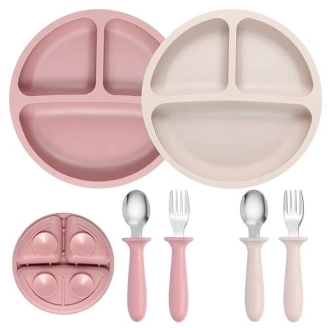 Alt view image 6 of 6 - 2 Pack Silicone Suction Plates for Baby, Spoons and Forks Set