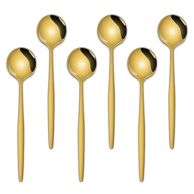 Alt view image 2 of 4 - 5.1 Inch Coffee & Tea Spoon,6 Pieces Gold Stainless Steel Teaspoon,Mini Spoons For Dessert And Coffee,Durable Demitasse Coffee Spoons For Dessert