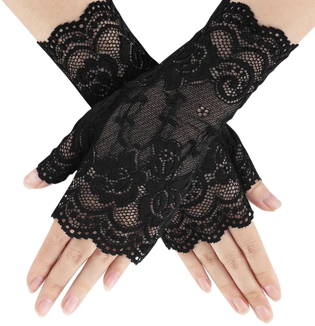 Main image of Halloween Skeleton Glow in The Dark Mechanic Luminous Winter Warm Fingerless Skull Bone Gloves for Adult Men Women Halloween Costume Accessories