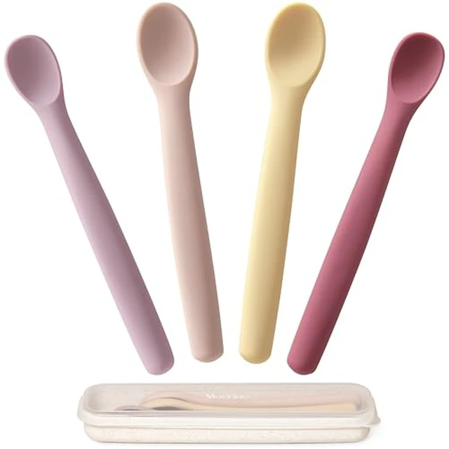 Alt view image 2 of 6 - Flatware Sets 12 Piece Dark Kids Forks and Spoons Stainless Steel Utensils with Easy Grip Handles for Self Feeding Baby Children Boys Girls