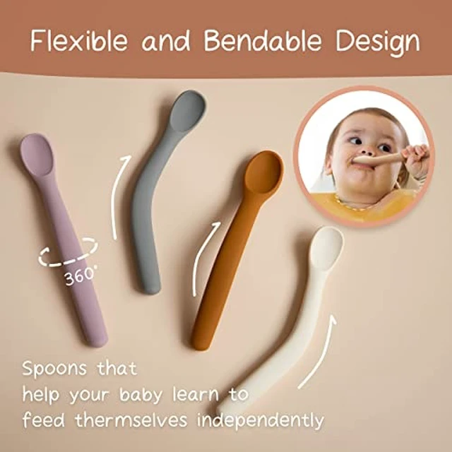 Alt view image 4 of 6 - Flatware Sets 12 Piece Dark Kids Forks and Spoons Stainless Steel Utensils with Easy Grip Handles for Self Feeding Baby Children Boys Girls