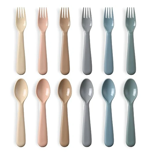 Alt view image 2 of 5 - 12 Pieces Toddler Utensils Set, Plastic Spoons and Forks Set for Kids, Children Safe Flatware, Plastic Reusable Cutlery, BPA Free, Dishwasher Safe