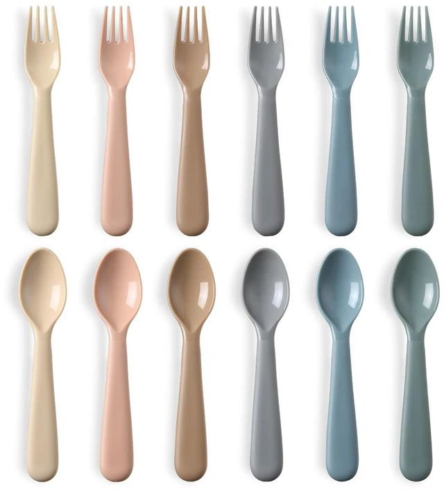Main image of 12 Pieces Toddler Utensils Set, Plastic Spoons and Forks Set for Kids, Children Safe Flatware, Plastic Reusable Cutlery, BPA Free, Dishwasher Safe