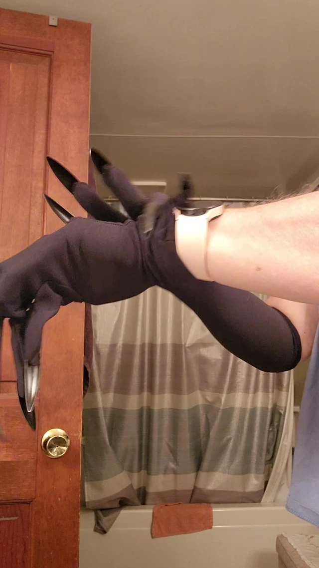 Alt view image 2 of 3 - Cat Claw Gloves Black Costume Accessories for Women Long Nail/Claw Naughty Animal Glove for Halloween