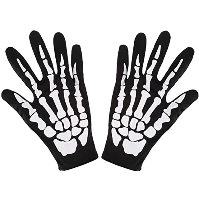 Alt view image 2 of 2 - Skeleton Gloves,Unisex Skull Full Finger Gloves Black Lace Gloves for Women, 2 PCS Black Lace Gloves for Women