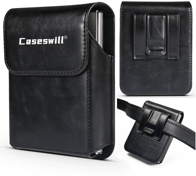 Main image of Caseswill for Samsung Galaxy Z Fold 8 Case Premium Leather Phone Pouch with Belt Clip Holster and Magnetic Closure - Black