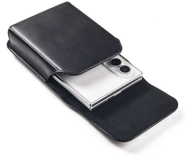 Alt view image 3 of 7 - Caseswill for Samsung Galaxy Z Fold 8 Case Premium Leather Phone Pouch with Belt Clip Holster and Magnetic Closure - Black