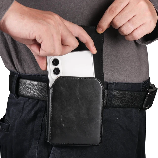 Alt view image 4 of 7 - Caseswill for Samsung Galaxy Z Fold 8 Case Premium Leather Phone Pouch with Belt Clip Holster and Magnetic Closure - Black