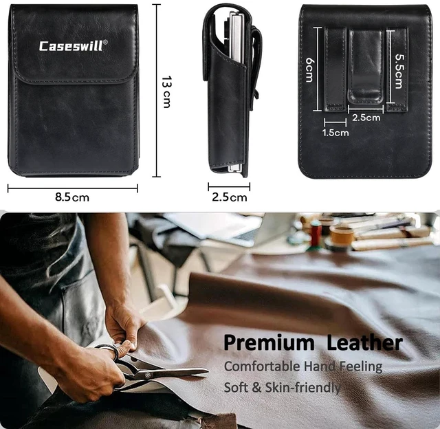 Alt view image 7 of 7 - Caseswill for Samsung Galaxy Z Fold 8 Case Premium Leather Phone Pouch with Belt Clip Holster and Magnetic Closure - Black