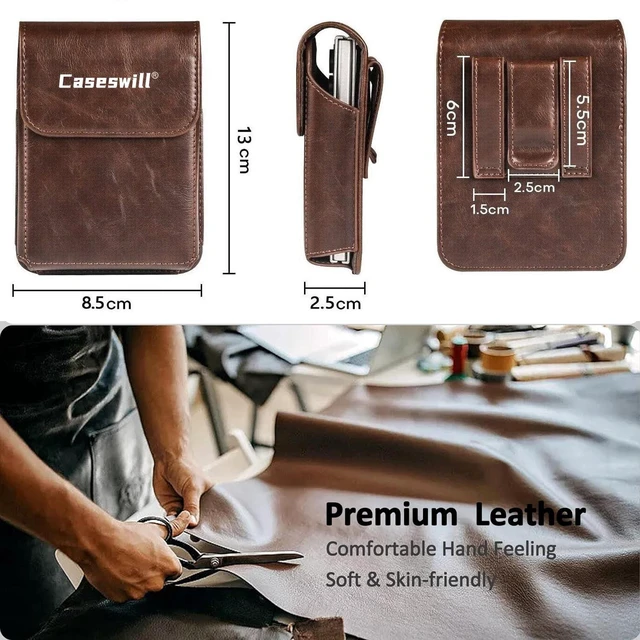 Alt view image 7 of 7 - Caseswill for Samsung Galaxy Z Fold 8 Case Premium Leather Phone Pouch with Belt Clip Holster and Magnetic Closure - Coffee