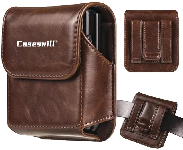 Alt view image 3 of 5 - Caseswill For Motorola Razr Ultra 2026 2025 / Razr 2026 2025 2024 2023 / Razr+ Plus 2026 2025 2024 2023 Case Premium Leather Phone Pouch with Belt Clip Holster - Coffee