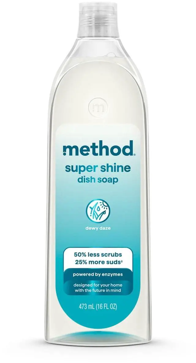 Alt view image 3 of 7 - Method Super Shine Liquid Dish Soap, Powered by Enzymes, Dewy Daze Scented, 16 fl oz