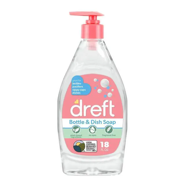 Alt view image 3 of 5 - Dreft Plant-Derived Liquid Dish Soap and Dishwashing Detergent for Baby Bottle, Fragrance Free Baby Essentials, 18 fl oz