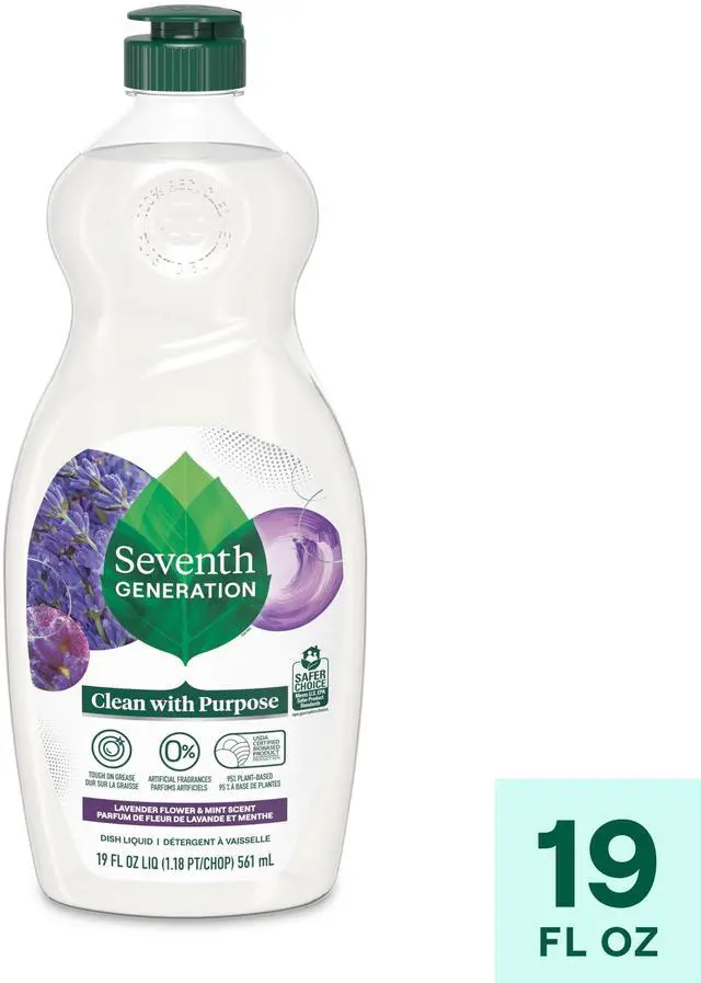 Alt view image 4 of 7 - (2 pack) Seventh Generation Liquid Dish Soap, Dishwashing Liquid, Lavender Flower & Mint, 19 fl oz