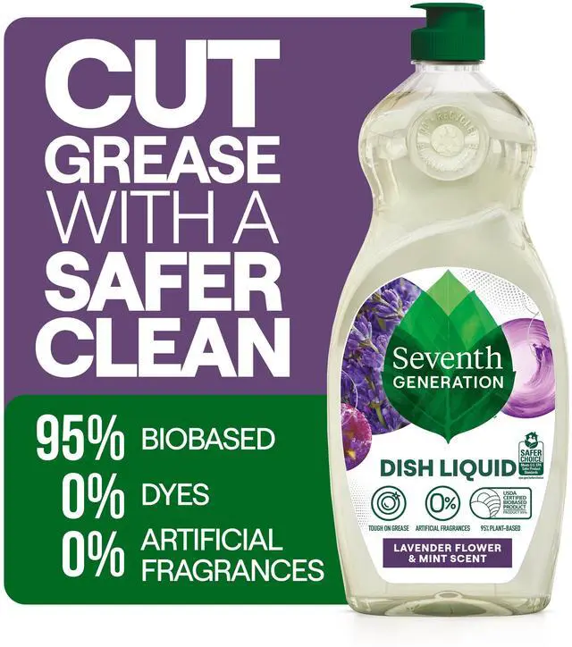 Alt view image 3 of 7 - (2 pack) Seventh Generation Liquid Dish Soap, Dishwashing Liquid, Lavender Flower & Mint, 19 fl oz