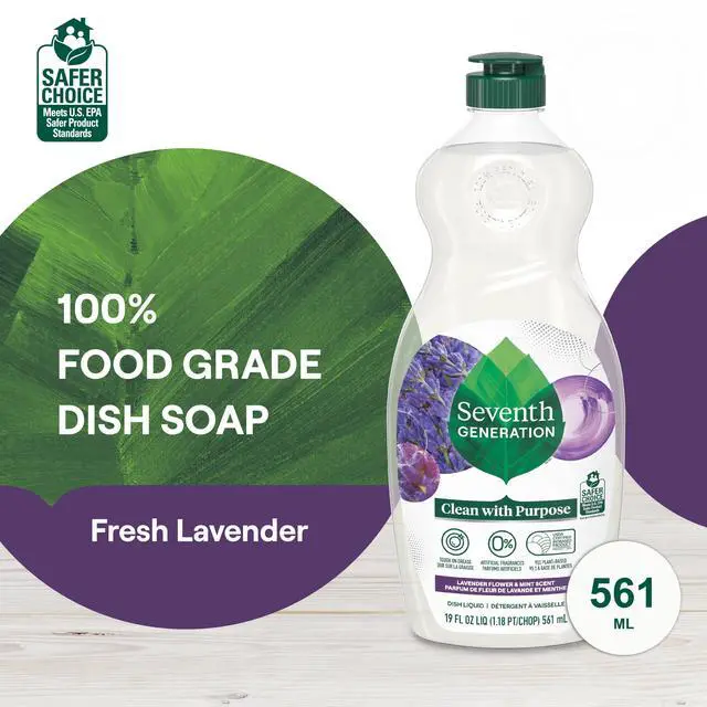 Alt view image 5 of 7 - (2 pack) Seventh Generation Liquid Dish Soap, Dishwashing Liquid, Lavender Flower & Mint, 19 fl oz