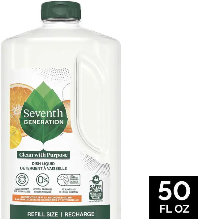 Alt view image 2 of 6 - Seventh Generation Dish Soap Refill, Liquid Dishwashing Soap, Clementine Zest & Lemongrass, 50 fl oz