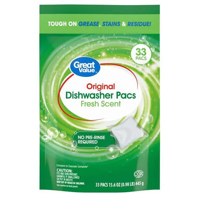Alt view image 6 of 7 - Great Value Original Dishwasher Pacs, Fresh Scent, 33 Count