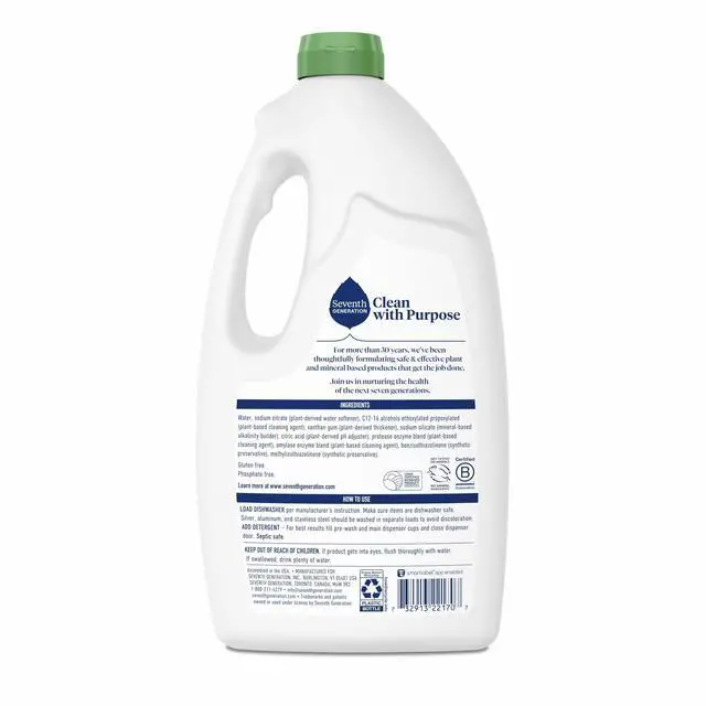 Alt view image 2 of 7 - Seventh Generation Liquid Dishwasher Detergent, Free and Clear Scent, 42 fl oz