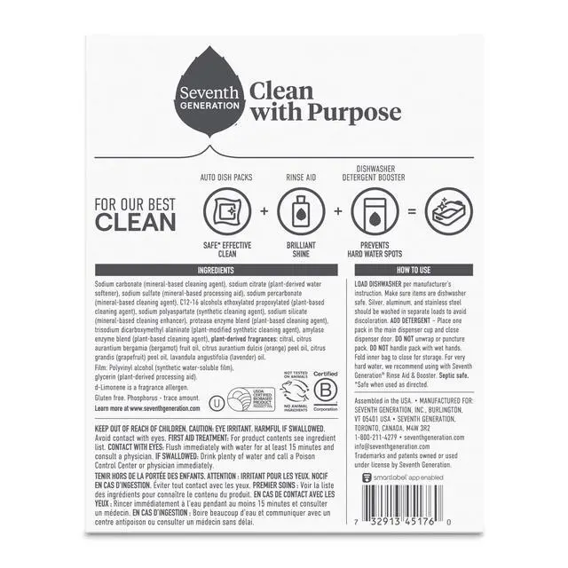 Alt view image 5 of 6 - Seventh Generation Powder Dish Soap Dishwasher Detergent, Fresh Citrus, 7.9 oz, 15 Count