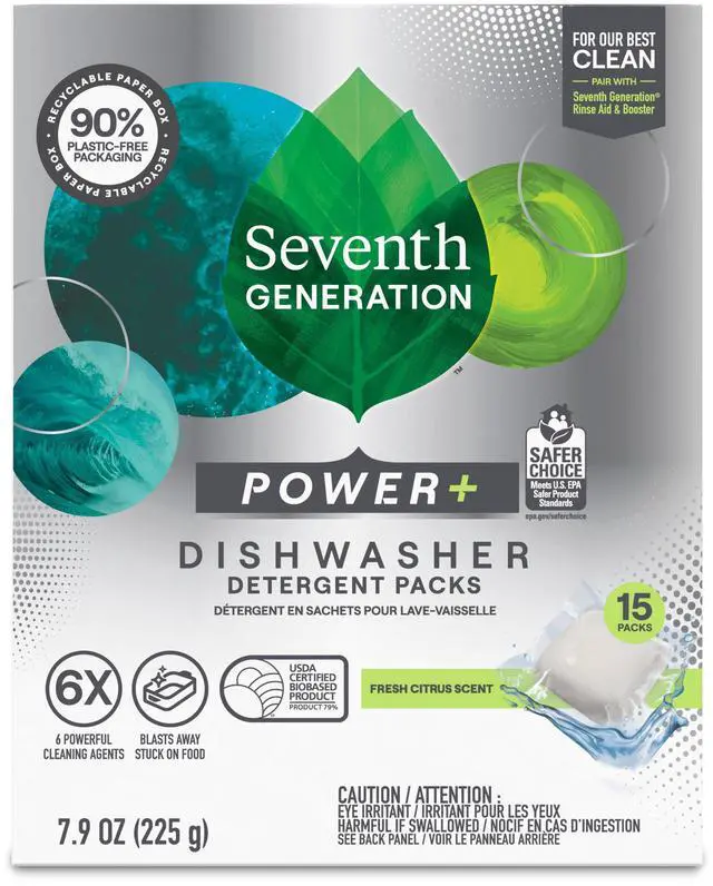 Alt view image 4 of 6 - Seventh Generation Powder Dish Soap Dishwasher Detergent, Fresh Citrus, 7.9 oz, 15 Count