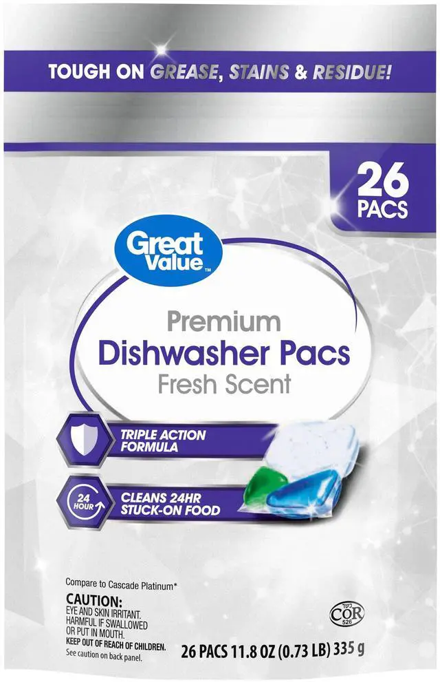 Alt view image 5 of 7 - Great Value Premium Dishwasher Pacs, Fresh Scent, 26 Count