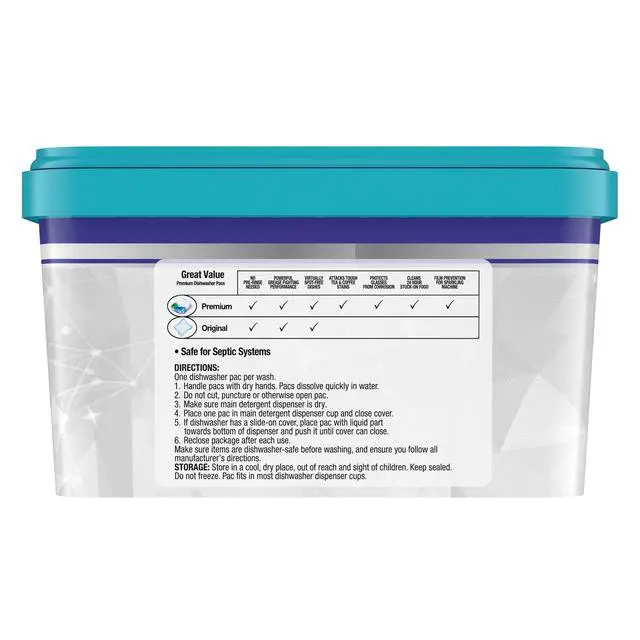 Alt view image 3 of 7 - Great Value Dishwasher Pacs, Fresh Scent, 59 Count