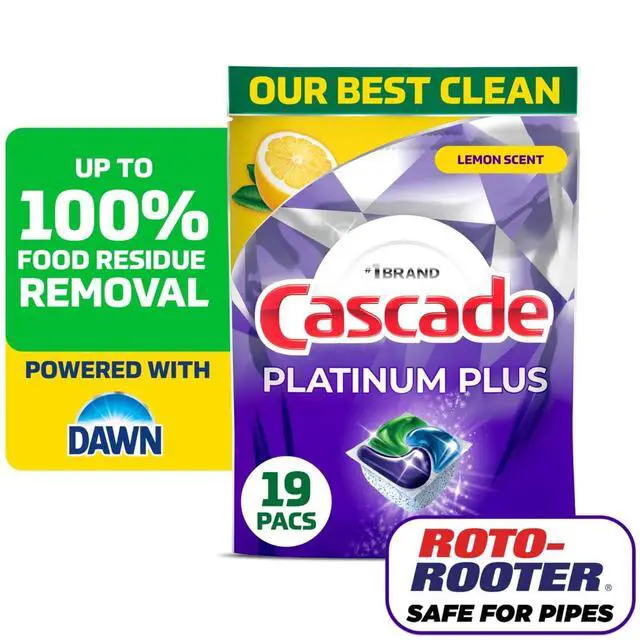 Alt view image 2 of 7 - Cascade Platinum Plus Dishwasher Pods, Lemon, 19 Count