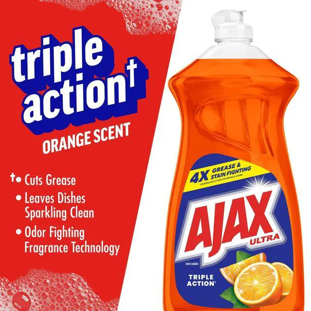 Alt view image 4 of 6 - Ajax Ultra Liquid Dish Soap, Triple Action, Mess-Free, Easy-Flip Cap, Orange Scent, 52 fl oz