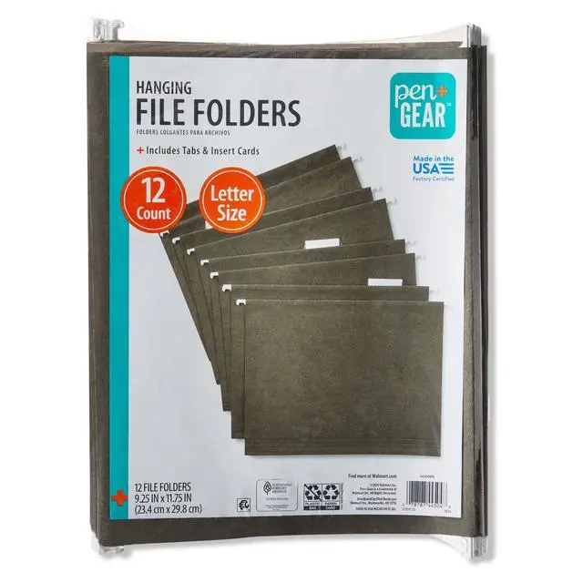 Alt view image 4 of 4 - Pen+Gear Letter Size Hanging File Folders, 12 Count, Green