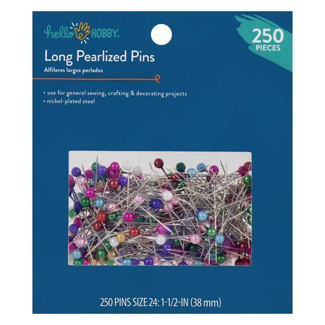 Alt view image 5 of 7 - Hello Hobby Size 24 Long Pearlized Head Steel Pins, Assorted Colors, 250 Count