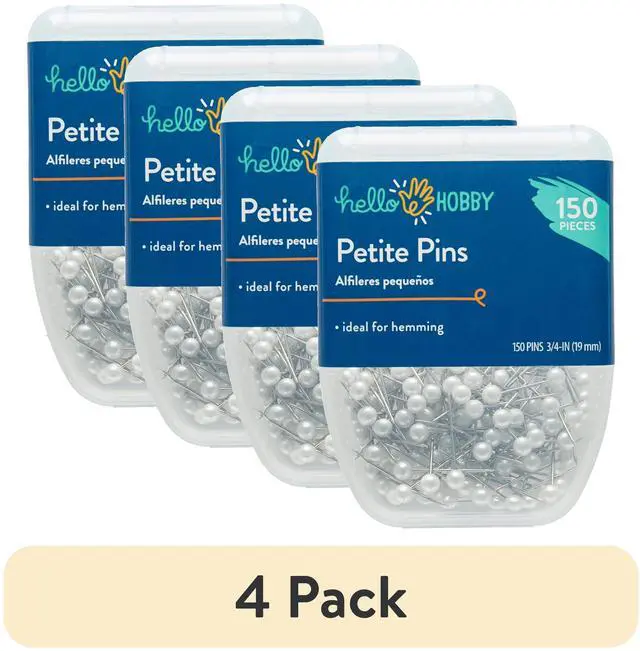 Alt view image 2 of 3 - (4 pack) Hello Hobby Petite Straight Pins, White, 3/4", 150 Pieces