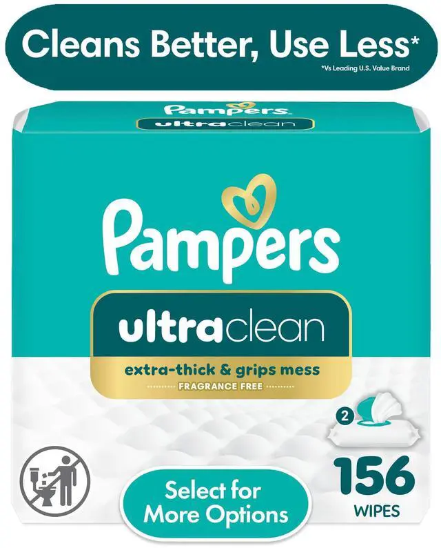 Alt view image 4 of 6 - Pampers Ultra Clean Baby Wipes, 2-Pack 156 Wipes (Select for More Options)
