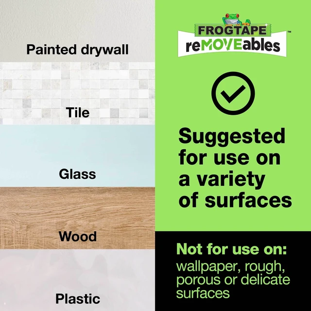 Main image of FrogTape reMOVEables Poster Strips, 60 Mounting Strips, 0.5 lbs. Max Per Strip