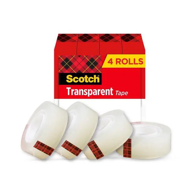 Alt view image 3 of 6 - Scotch Transparent Tape, 3/4 in. x 1000 in., 4 Rolls
