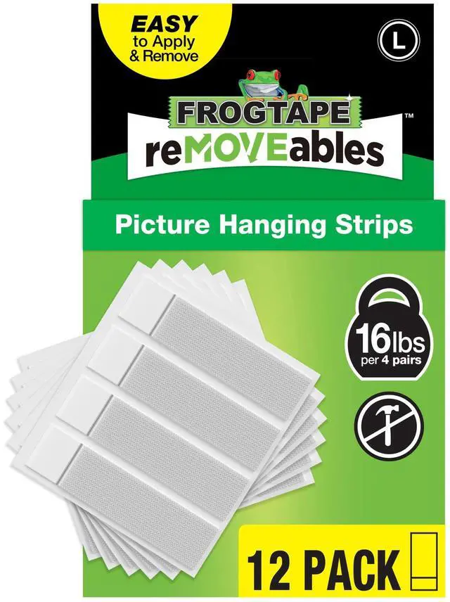 Alt view image 2 of 6 - FrogTape reMOVEables Large White Picture Hanging Strips, 12 Pairs or 24 Mounting Strips Total