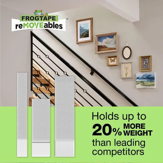 Alt view image 5 of 6 - FrogTape reMOVEables Large White Picture Hanging Strips, 12 Pairs or 24 Mounting Strips Total