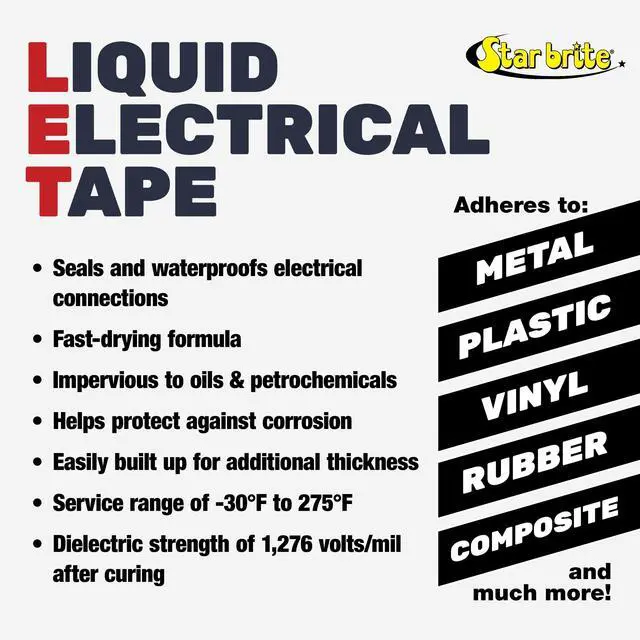 Alt view image 4 of 7 - Star Brite Liquid Electrical Tape - Black Vinyl Coating - 4oz Can with Applicator Brush