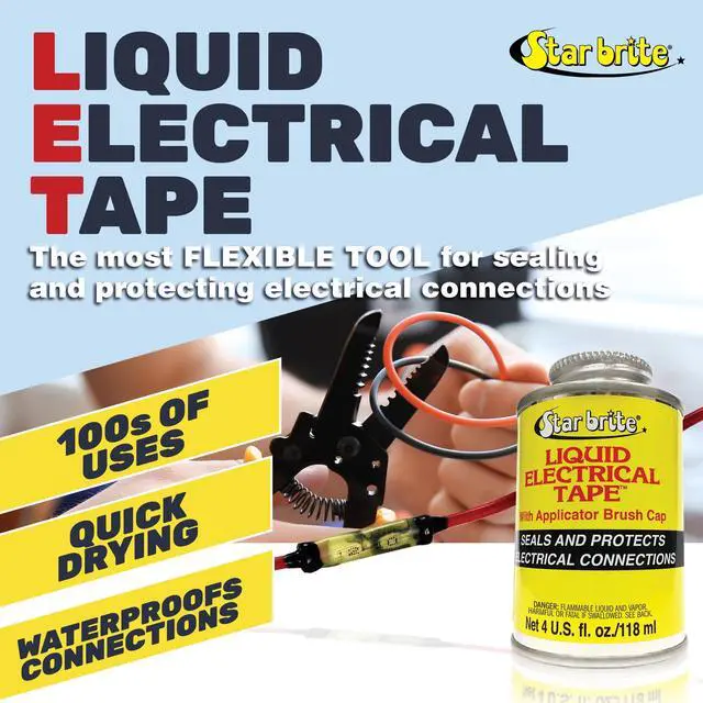 Alt view image 2 of 7 - Star Brite Liquid Electrical Tape - Black Vinyl Coating - 4oz Can with Applicator Brush