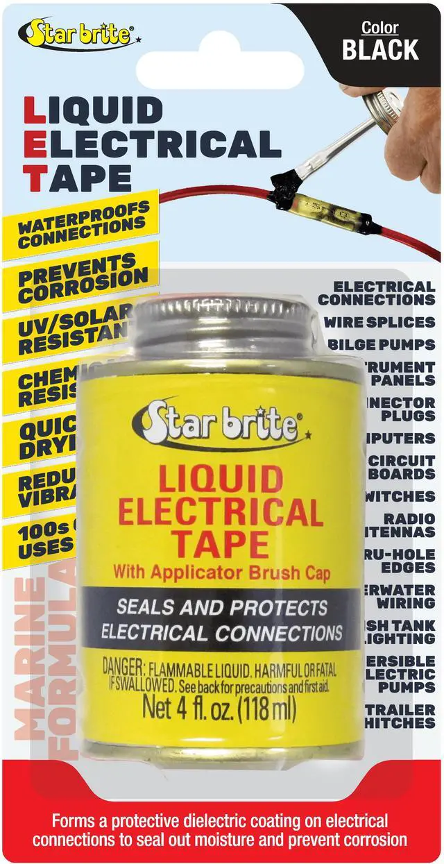 Alt view image 5 of 7 - Star Brite Liquid Electrical Tape - Black Vinyl Coating - 4oz Can with Applicator Brush