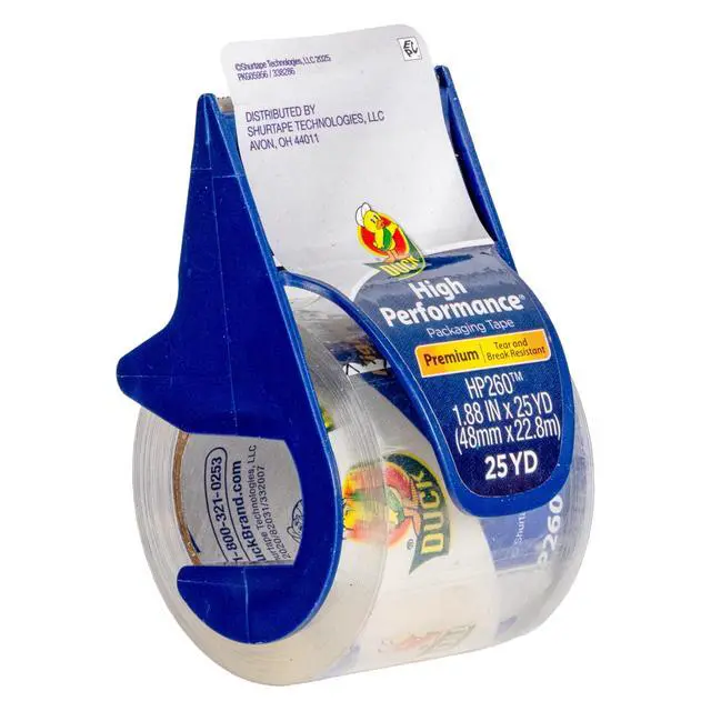 Alt view image 3 of 7 - Duck High Performance Packing Tape with Dispenser - Clear, 1.88 in. x 25 yd.