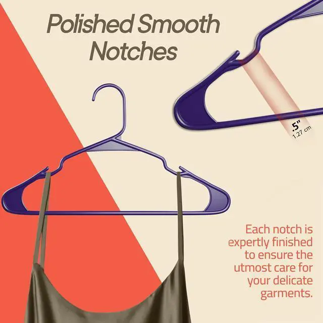 Alt view image 3 of 7 - Purple Plastic hangers 10 Pack Heavy-Duty Plastic Hangers Slim and Space-Saving Hangers, Durable & Lightweight Hangers with Non-Slip Shoulder Notches for Slip Dresses, Suits, Jackets & Camisoles