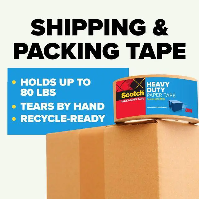 Alt view image 6 of 7 - Scotch Heavy Duty Paper Packaging Tape, 1.88 in x 24.9 yd, 1 Roll