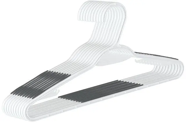 Alt view image 7 of 7 - (2 pack) Mainstays Non-Slip Plastic Clothes Hangers, White, 10 Pack