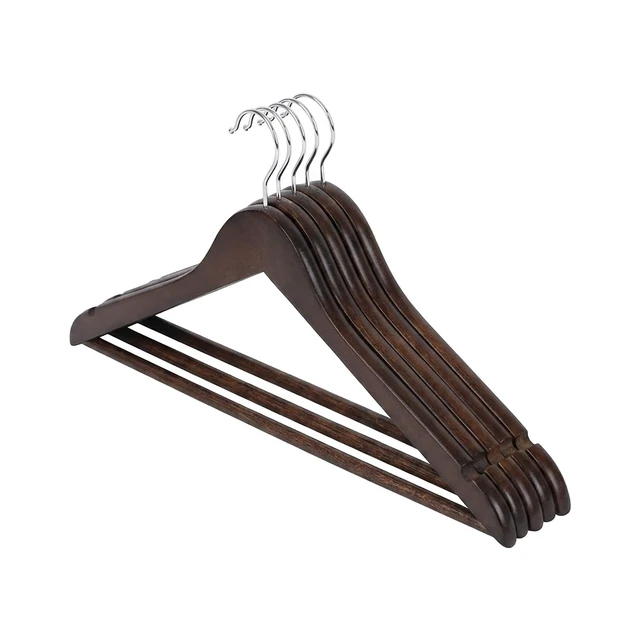 Alt view image 3 of 7 - Better Homes & Gardens Walnut Finish Wood Suit Hangers, 5 Pack, Adult