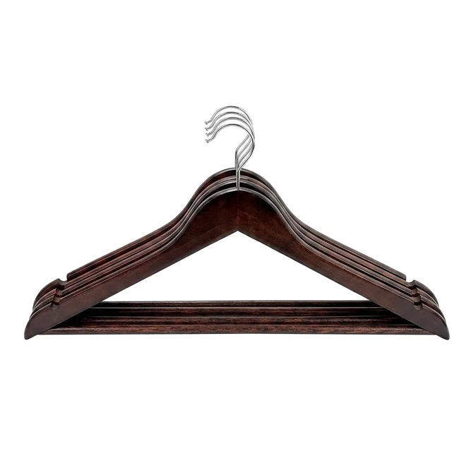 Alt view image 6 of 7 - Better Homes & Gardens Walnut Finish Wood Suit Hangers, 5 Pack, Adult