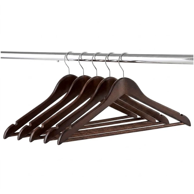 Alt view image 7 of 7 - Better Homes & Gardens Walnut Finish Wood Suit Hangers, 5 Pack, Adult