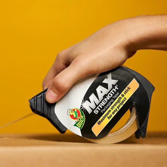 Alt view image 3 of 6 - Duck Max Strength Clear Packaging Tape with Dispenser, 1.88 in. x 38.2 yd.