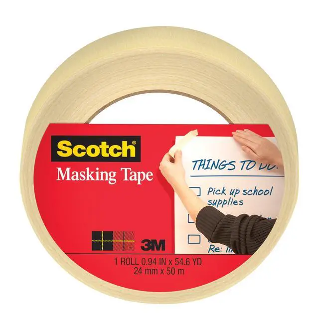 Alt view image 3 of 6 - (3 pack) Scotch Masking Tape, .94 in x 54.6 yd, Tan, 1 Roll
